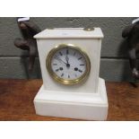 A Victorian white marble cased clock