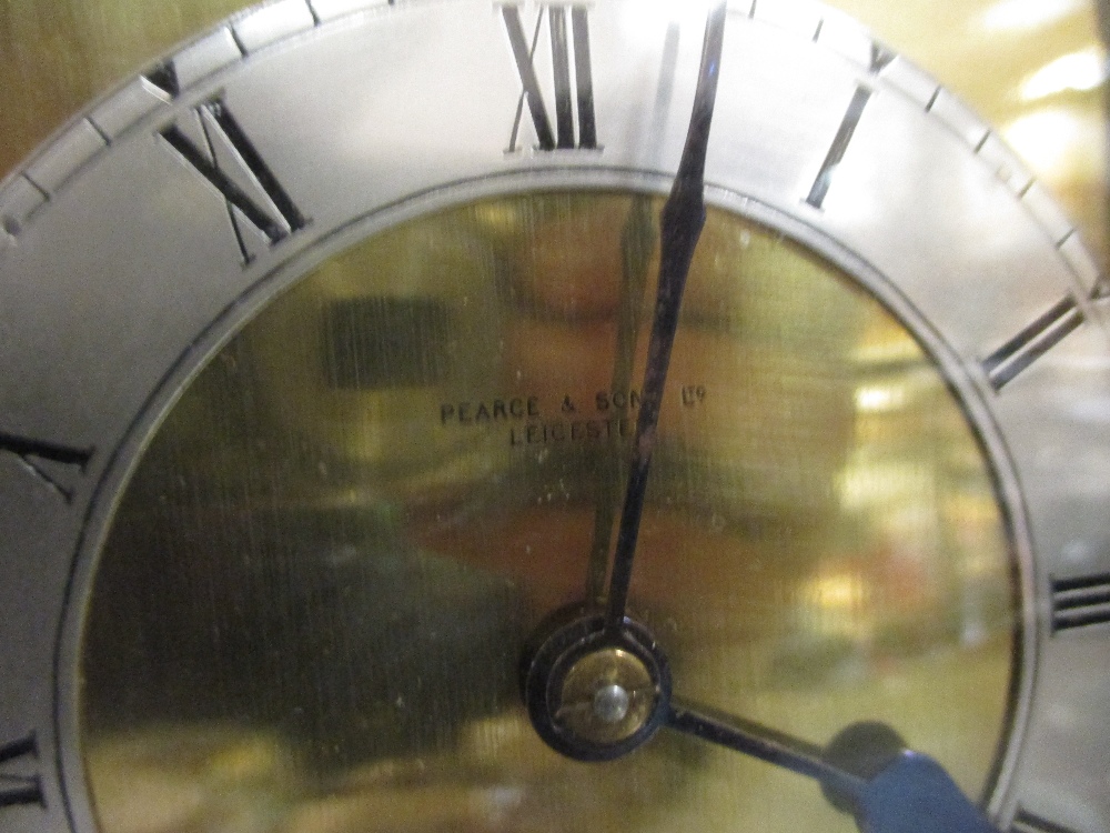 A figured mahogany domed top mantle timepiece with brass dial signed Pearce & Sons, Leicester, circa - Image 3 of 3