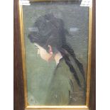 Frank E. Sully, Portrait of a girl, oil on board, signed lower left, 32.5 x 20.5 cm,
