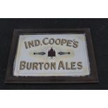 An Ind, Coope's Burton Ales part pictorial advertising mirror set within an oak frame, 35 1/2 x 25