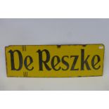 A small De Reszke rectangular enamel sign, 18 x 6".