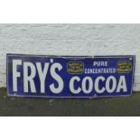 A Fry's Cocoa rectangular enamel sign by Patent Enamel, 36 x 12".