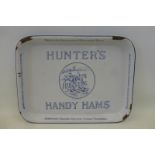 A rare Hunter's Handy Hams part pictorial enamel tray, 15 3/4 x 12".