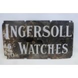 An early Ingersoll Watches double sided enamel sign, 27 1/2 x 15".