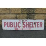 An A.R.P. "Public Shelter" rectangular enamel sign, 36 x 9".