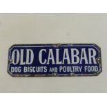 A small Old Calabar Dog Biscuits and Poultry Food enamel sign, possibly from a drawer front, 7 x 2
