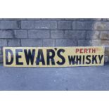 A Dewar's Perth Whisky rectangular enamel sign by Permanent E.I.Co. Fleet Street London, 72 x 14".