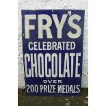 An early Fry's Celebrated Chocolate rectangular enamel sign "Over 200 Prize Medals" with some