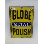 A "Globe" Metal Polish rectangular enamel sign of small size with one patch retouched lower right, 5