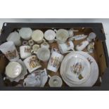 An assortment of commemorative ware and crested ware including a WWI battleship - LION (Willow Art