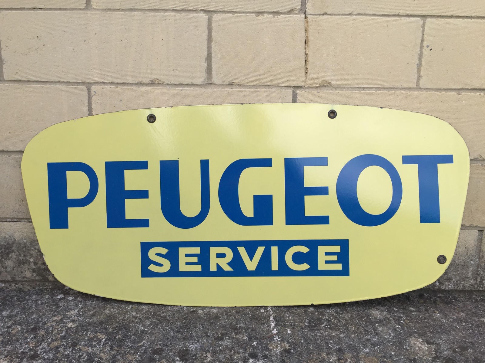 A Peugeot Service double sided enamel sign, in good condition, 39 1/4 x 17 3/4".