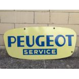 A Peugeot Service double sided enamel sign, in good condition, 39 1/4 x 17 3/4".