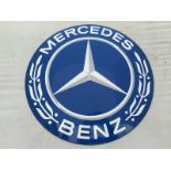 A Mercedes-Benz circular enamel sign, 15 3/4" diameter.