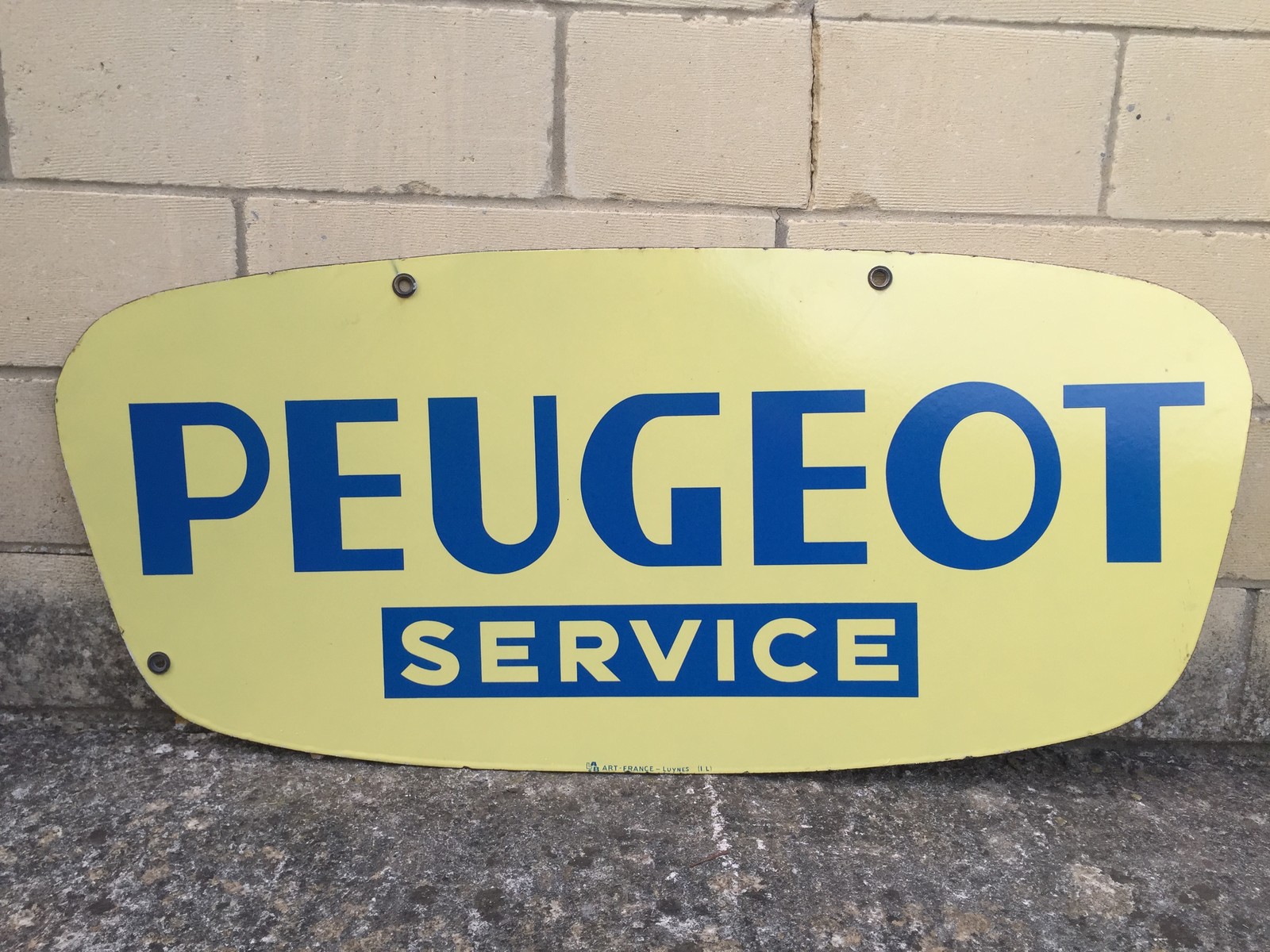 A Peugeot Service double sided enamel sign, in good condition, 39 1/4 x 17 3/4". - Image 2 of 2