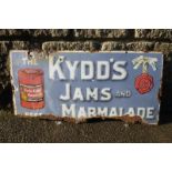 A Kydd's Jams and Marmalade part pictorial enamel sign, 24 x 12".