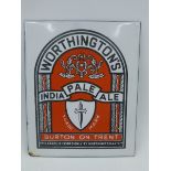 A Worthington's India Pale Ale rectangular enamel sign in excellent condition, 4 1/2 x 5 1/2".