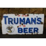 A Truman's Beer rectangular enamel sign, 30 x 15".