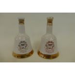 Two Bells whisky commemorative decanters with contents celebrating the births of Prince William