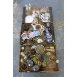 Three boxes of assorted mixed collectables, ceramics, glassware and metalware.
