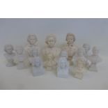 A collection of busts including parionware, all relating famous composers including Beethoven,