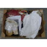 A box of assorted linen and lace.
