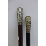 A Church Lad's Brigade C.L.B. swagger stick and a Boy's Brigade B.B. swagger stick.