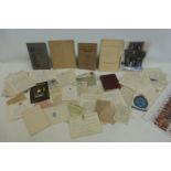 A tray of military ephemera including WW2 letters.