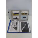 An album of 100 Air Show colour photographs with another album of 30 naval pictures with some