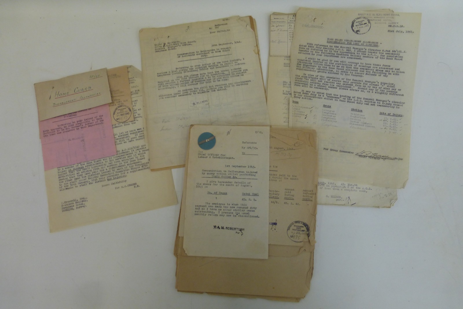 A quantity of WW2 ephemera relating to the Home Guard and Southern Railway.