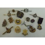 Fifteen Army sweetheart brooches and lapel badges including silver.