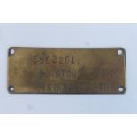 A brass bed plate named to 5563621 L. WATSON. D. COY. 2nd WILTS. REGT.