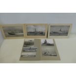 A scrap book of approximately 80 photographs of Royal Navy ships including Argus, Anson, Barham,