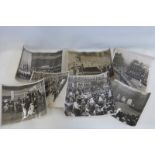 Seven original large press photographs including Armistice Day 1935, the State funeral of Lord