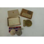 A WW2 Royal Air Force medal pair with paperwork and posting box addressed to E.D. Smith of Norbury