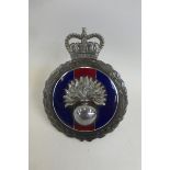 A Royal Fusilier's enamel car badge.