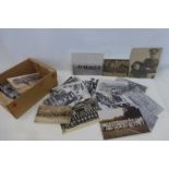 Approximately ninety reproduction WW1 and WW2 military photographs mounted on card.