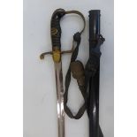 A WW2 Third Reich sword in its steel scabbard with hanging strap and bullion wire acorn knot, made