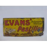 An Evans' Antiseptic Throat Pastilles part pictorial enamel sign, 24 x 11".