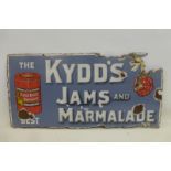 A Kydd's Jams and Marmalade part pictorial enamel sign, 24 x 12".