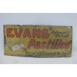 An Evans' Antiseptic Throat Pastilles part pictorial enamel sign, 24 x 11".