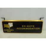 A Marston's Inns "En-suite accommodation" double sided hanging pub sign, 35 1/2 x 12".