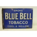 A Blue Bell Tobacco double sided enamel sign with hanging flange, 20 x 14".