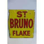 A St. Bruno Flake double sided enamel sign with partial hanging flange, with good gloss and in