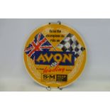 An Avon tyres "Safety Mileage" circular cardboard advertising sign, in excellent condition, 20"