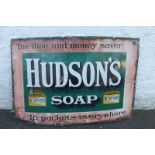 A Hudson's Soap part pictorial enamel sign, 36 x 24".