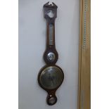 A 19th Century inlaid mahogany five dial barometer of local interest inscribed BANKS CHIPPENHAM.