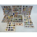 Seven cards of assorted mostly sporting badges covering various sports and associations including