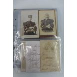 An album of in excess of 100 military carte de visits and postcards.