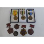 Five U.S.A. military medals including three boxed, and three Chinese military medals.