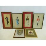 Six framed and glazed military prints.